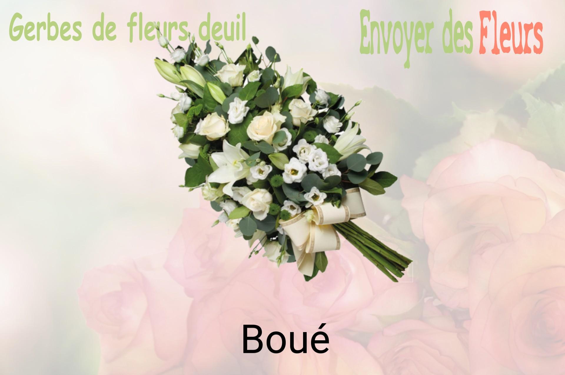 Gerbe de fleurs de deuil livrée à Boué
